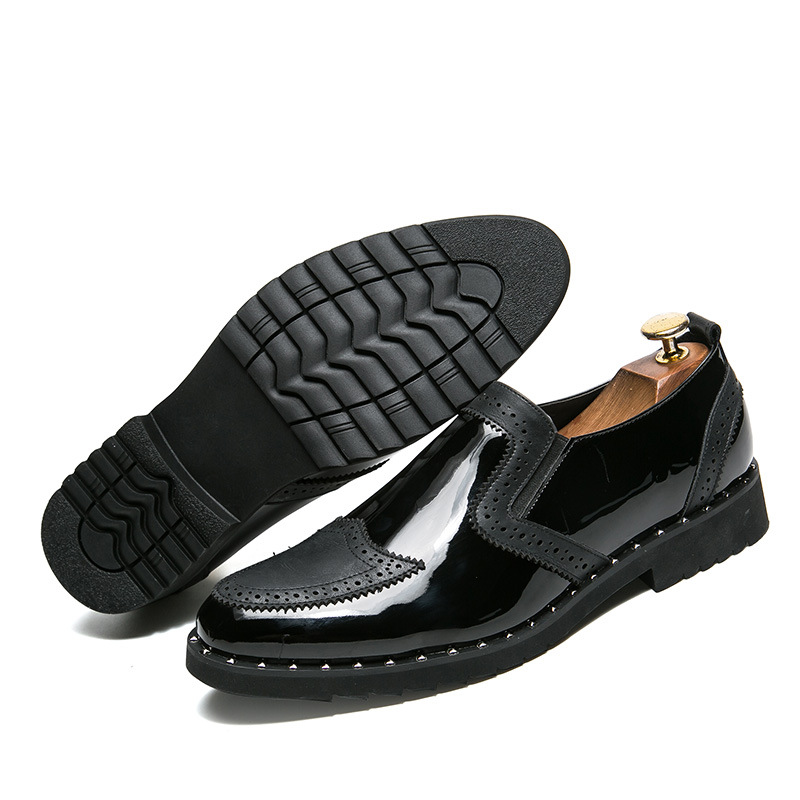 Men Casual Bright Pointed Toe British Small Leather Shoes