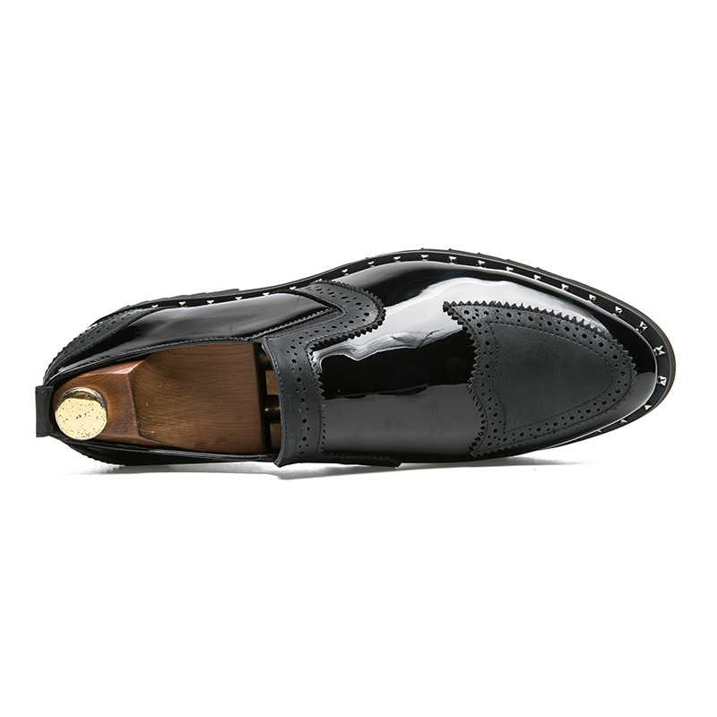 Men Casual Bright Pointed Toe British Small Leather Shoes