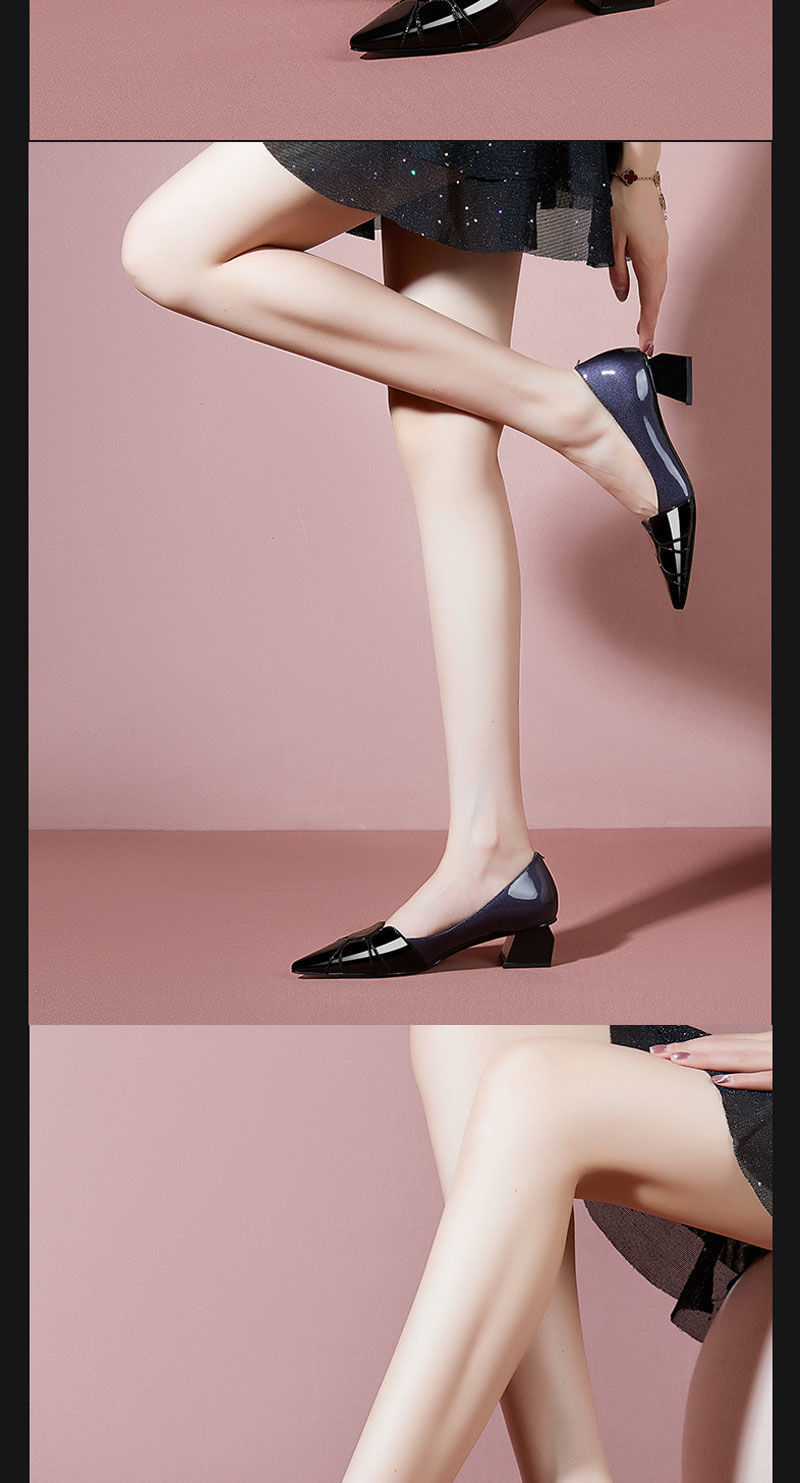 Red Thick Heel Flat Soft Leather Women’s Shoes Image 8