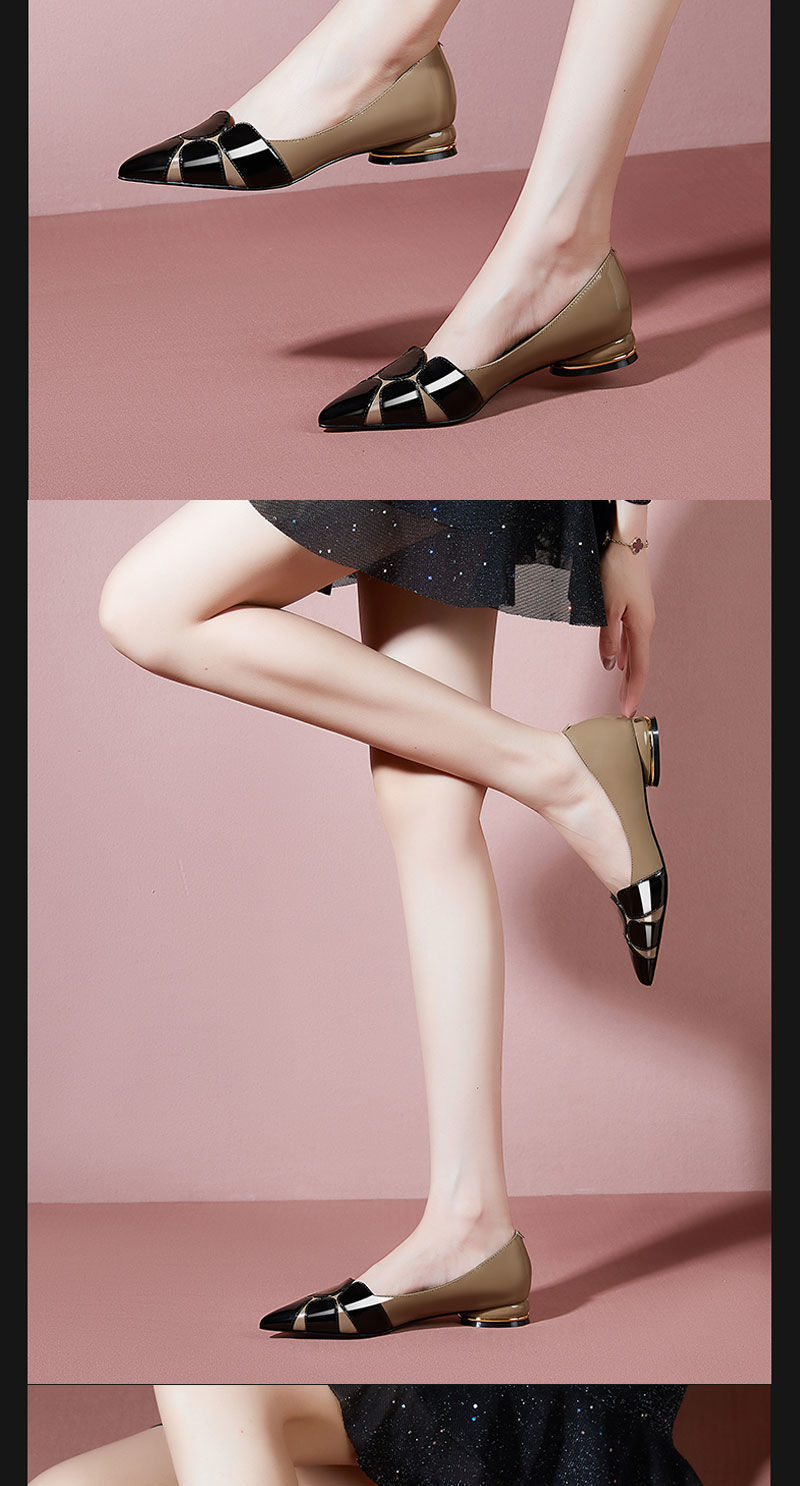Red Thick Heel Flat Soft Leather Women’s Shoes Image 3