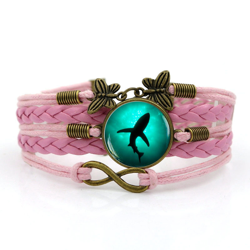 Shark Time Stone Bracelet Pink