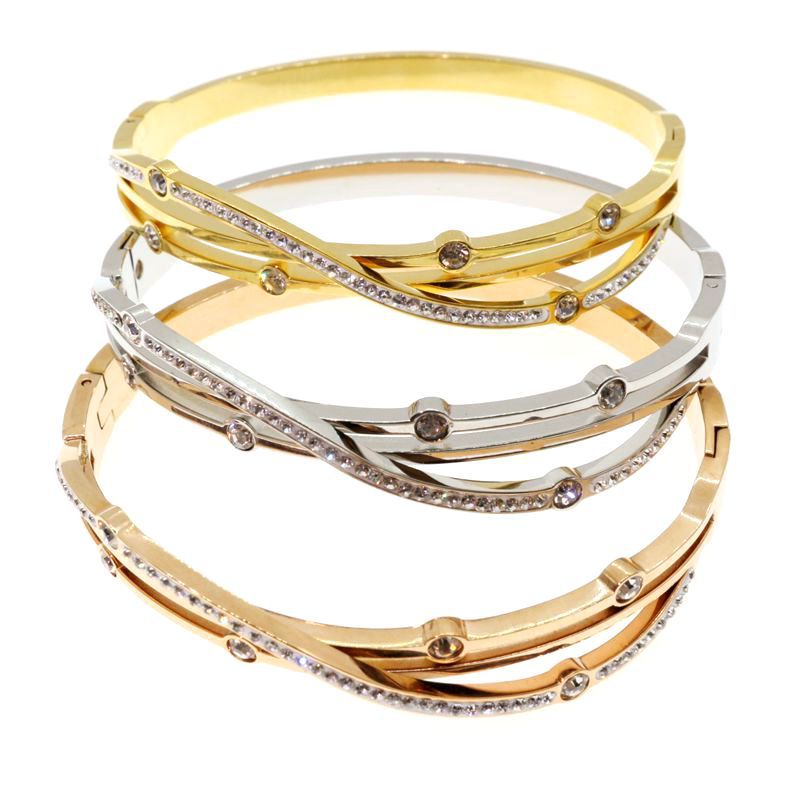 Fashion Women's Diamond Titanium Steel Bracelet 2
