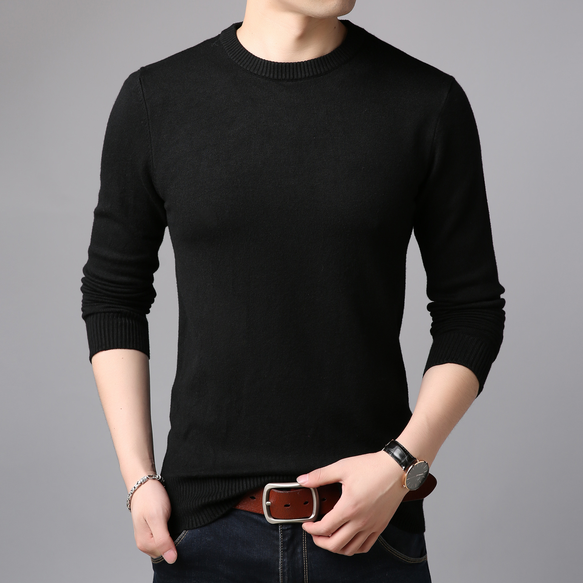 Thin Slim Sweater Black
