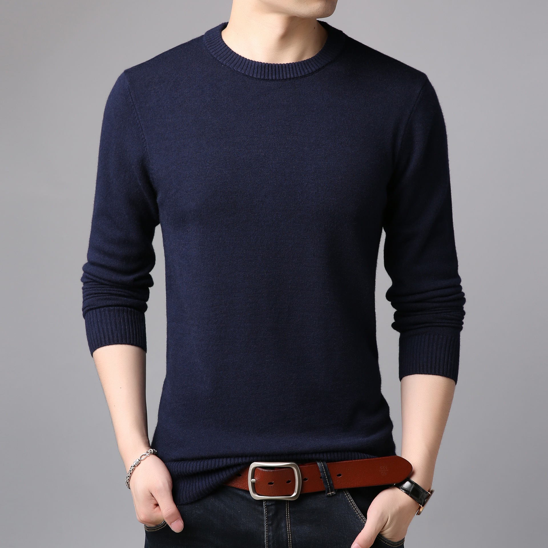 Thin Slim Sweater Wine Red