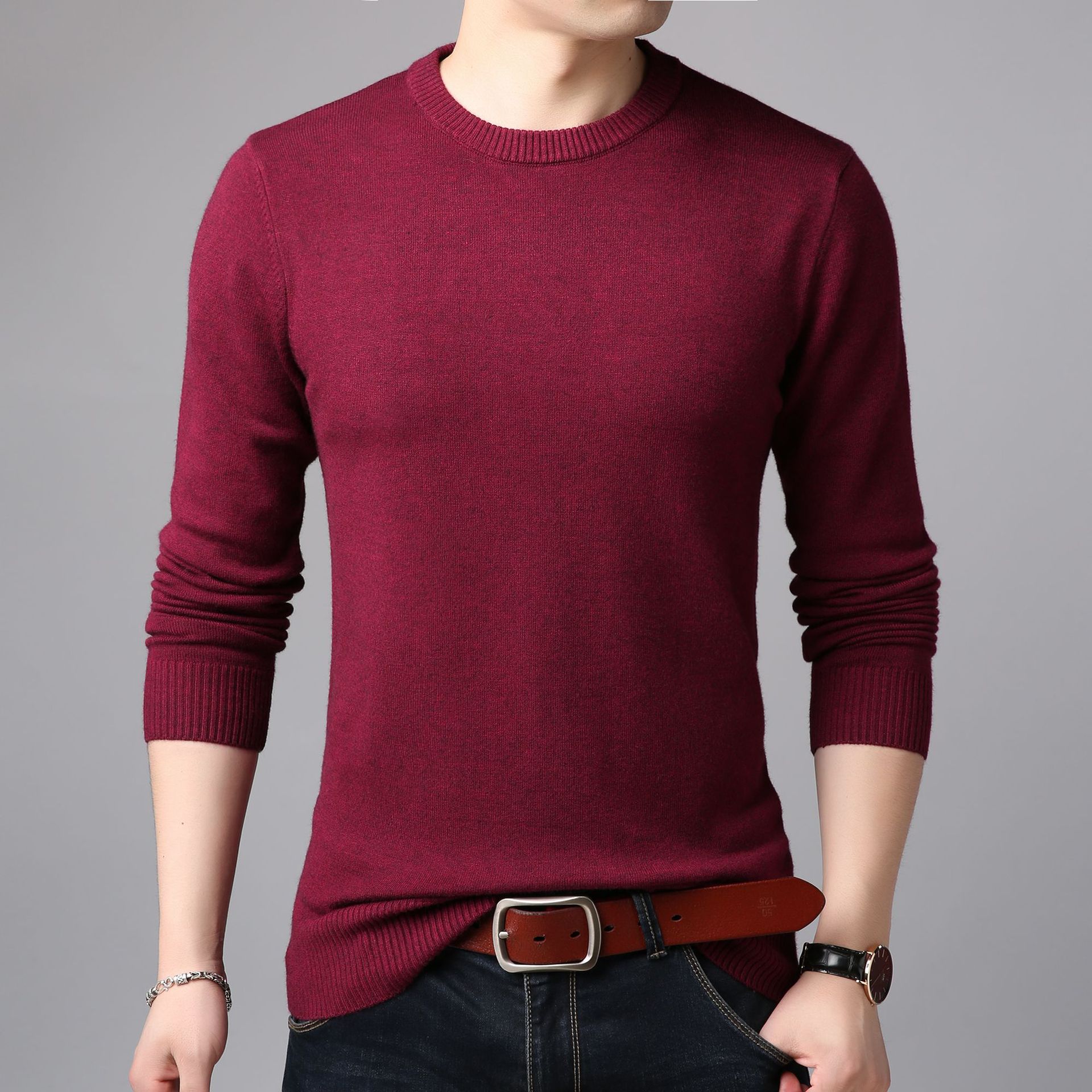 Thin Slim Sweater Rice Camel