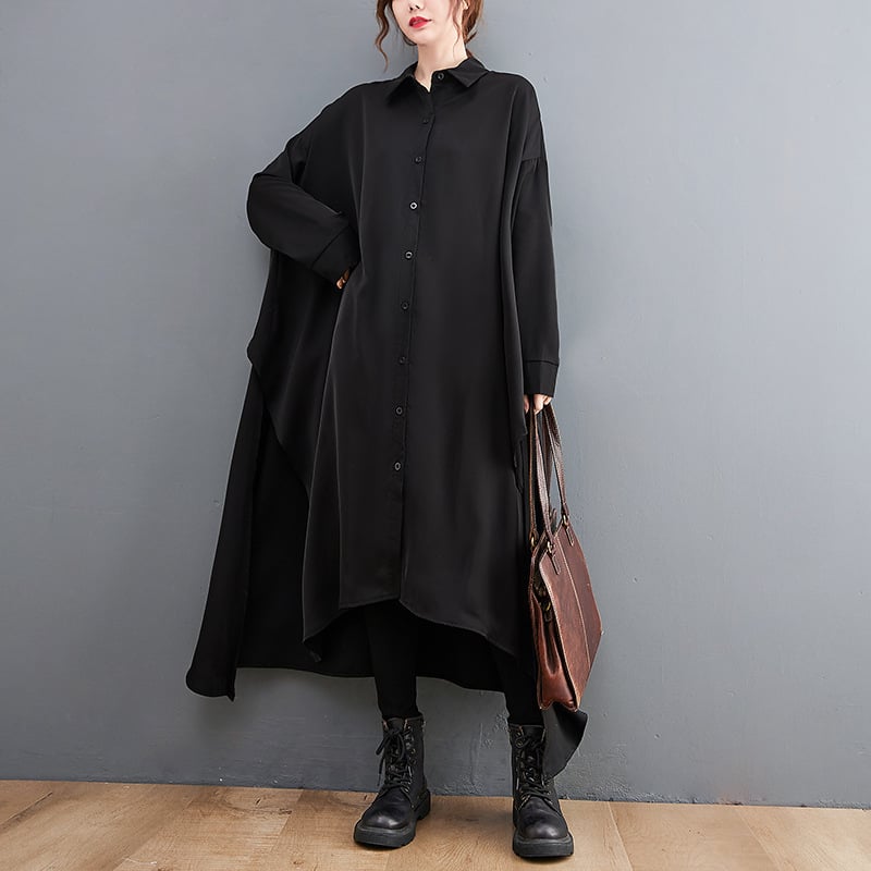 Loose Long Large Slit Shirt Dress - Image 4