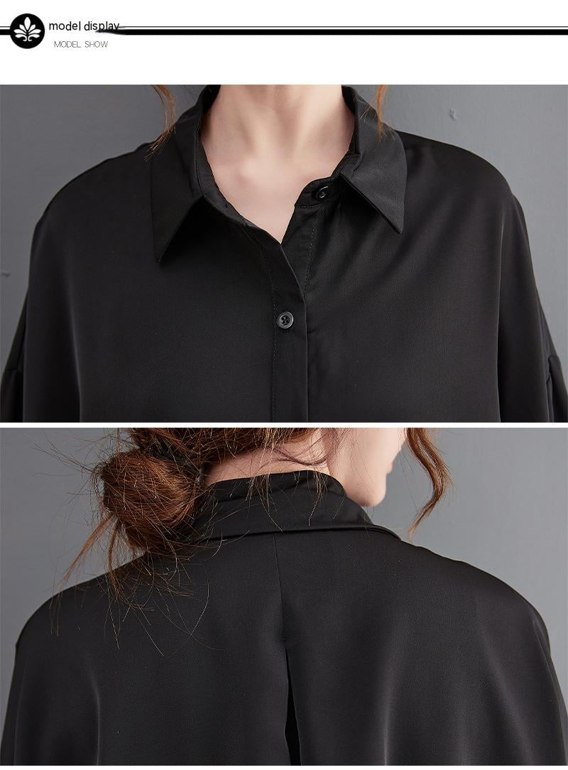 Loose Long Large Slit Shirt Dress - Image 6