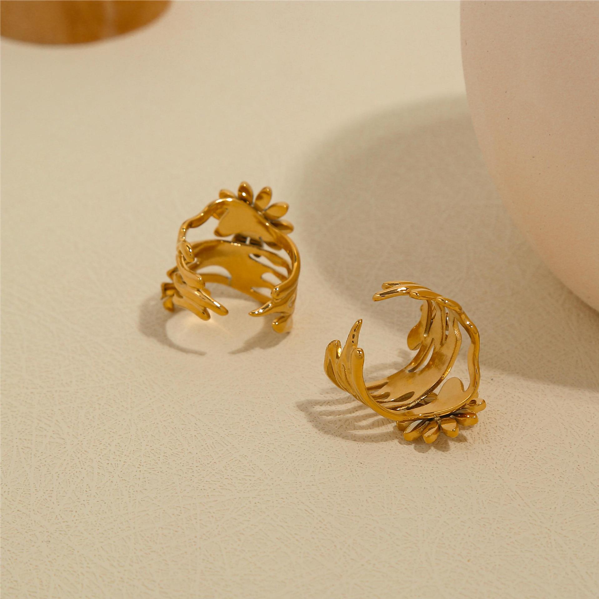 Pearl SUNFLOWER Titanium Steel Ring 3