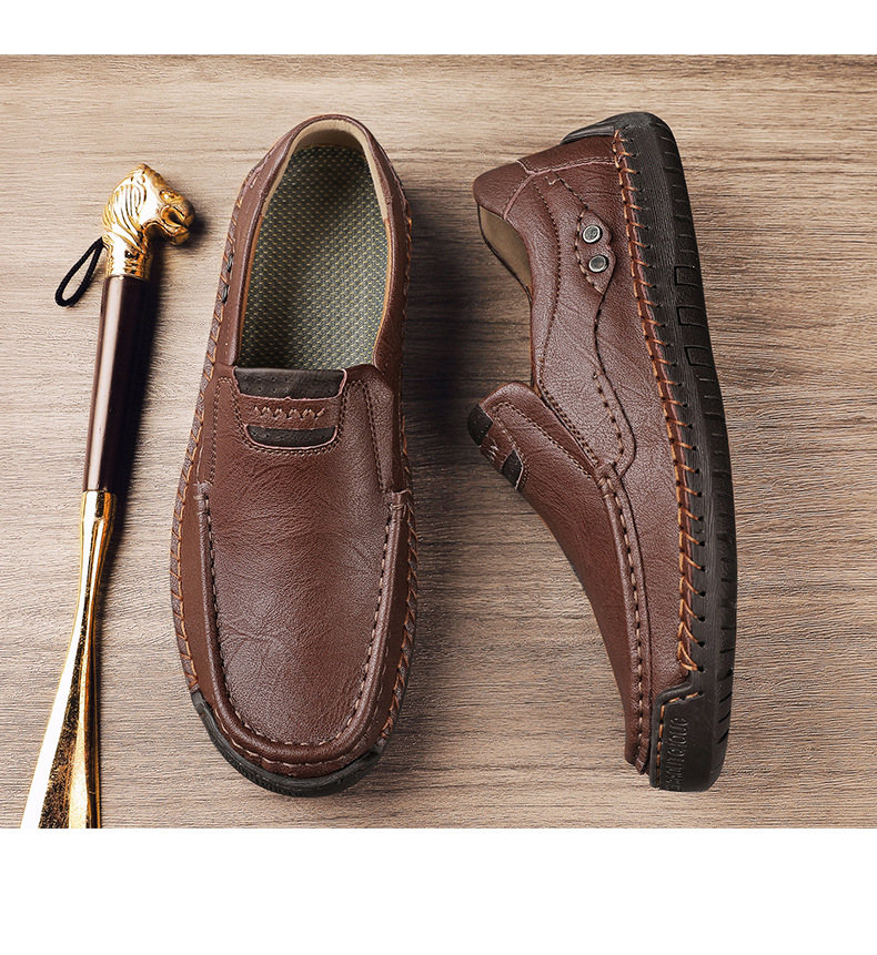 Zapatos de cuero hechos a mano para hombre en tallas grandes - Imagen 4