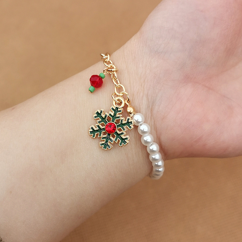 Elk Snowflake Bell Christmas Bracelet Image 1