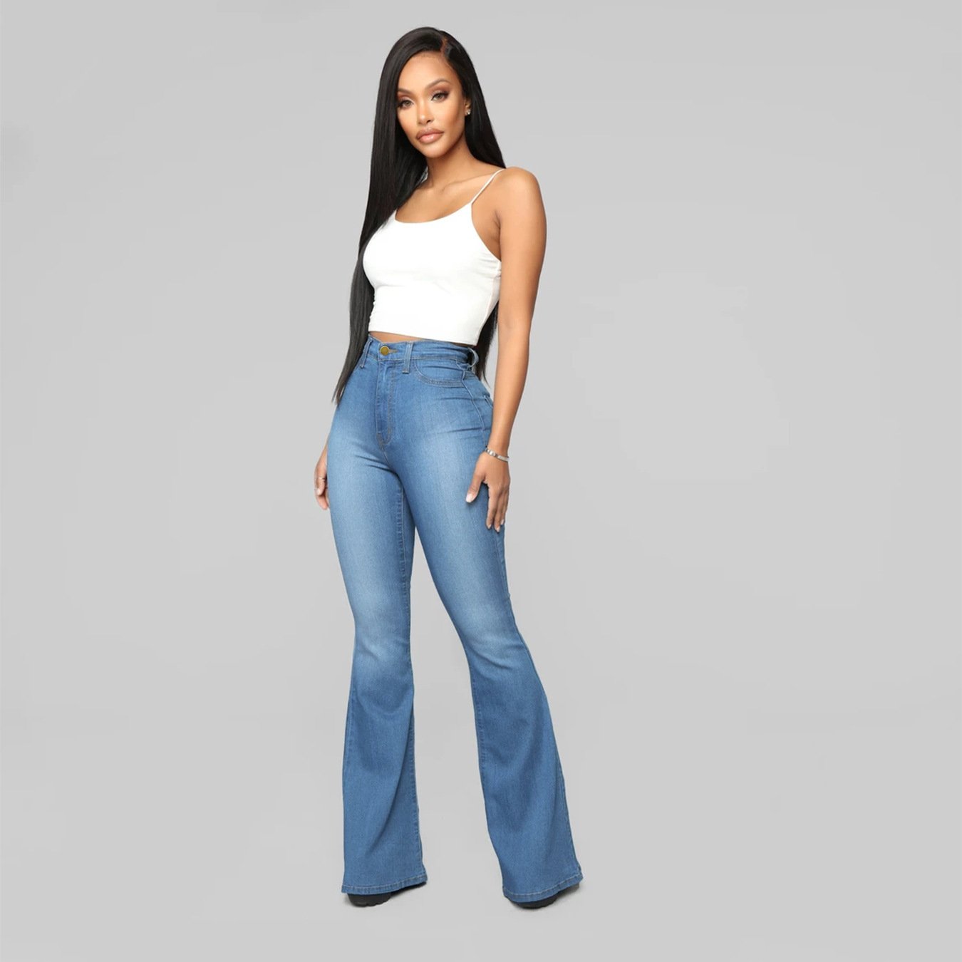 Women's Classic High Waist Slim Denim Horseshoe Pants 7