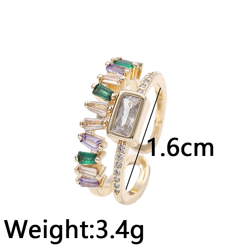 Copper Micro Inlaid Zircon Geometric Ring 3