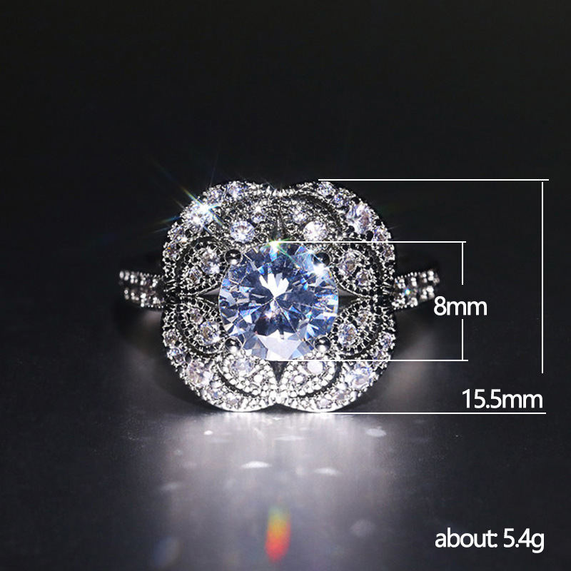 Fashion Vintage Flowers Zircon Ring - Image 5