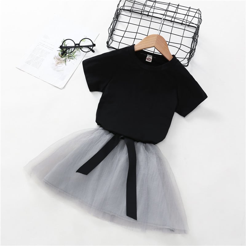 Children's T-shirt and Skirt Two-Piece Suit