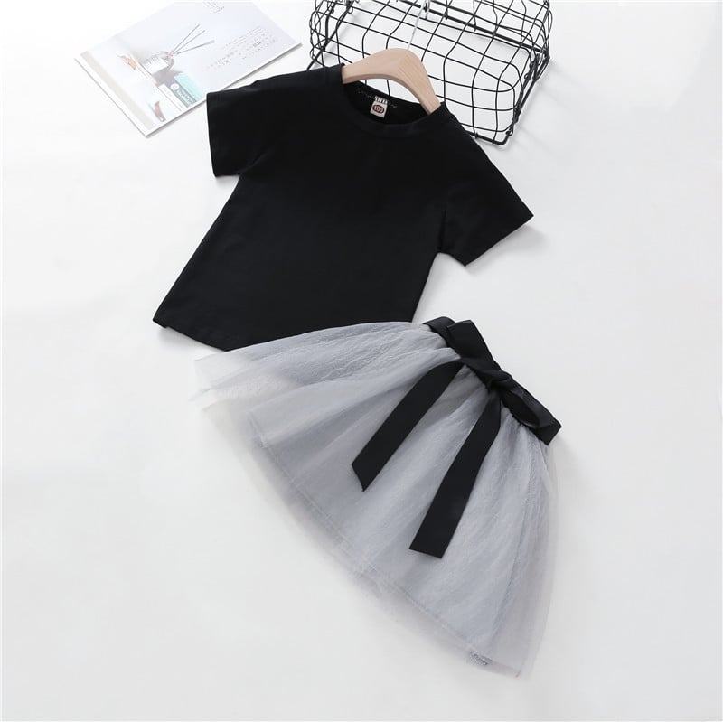 Children's T-shirt and Skirt Two-Piece Suit