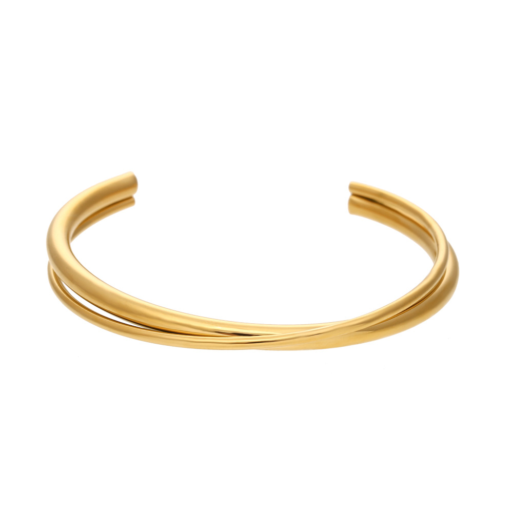 Stainless Steel 18K Gold Plated Double Cross Bracelet 2