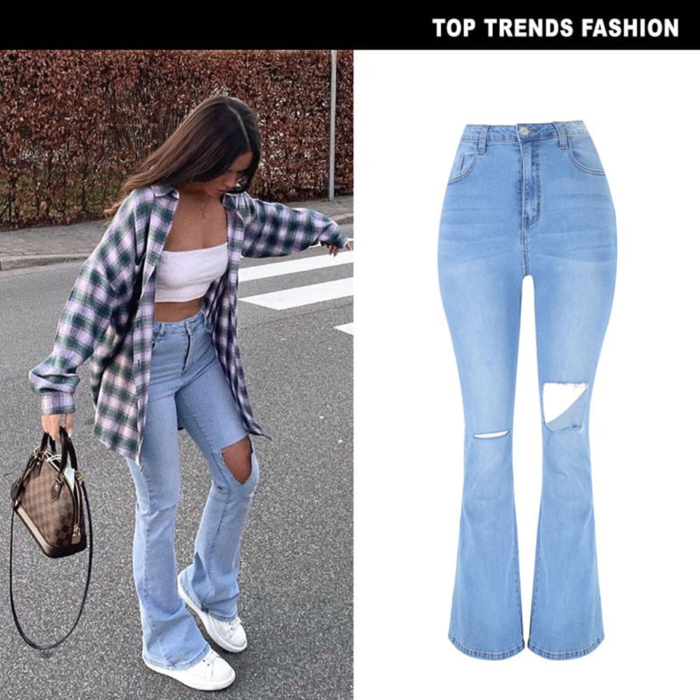 Irregular Hole Super High-rise Jeans 8