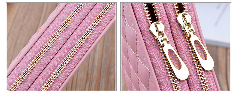 Women's Purse Long Double Zipper Handbag showing details