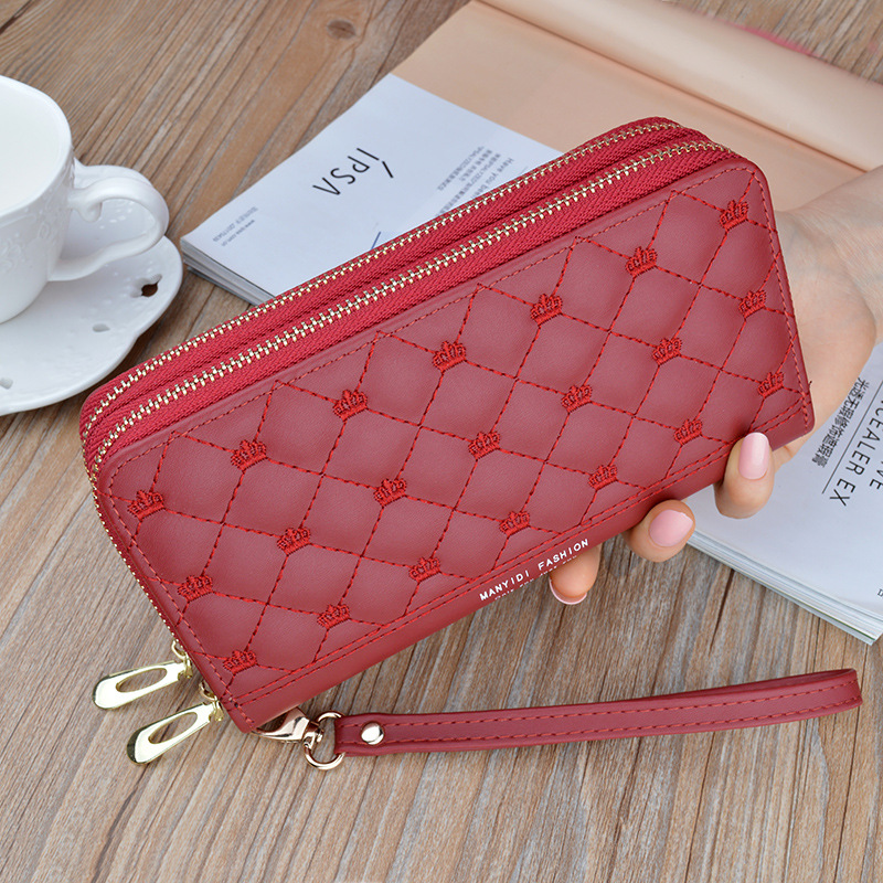 Women's Purse Long Double Zipper Handbag with accessories