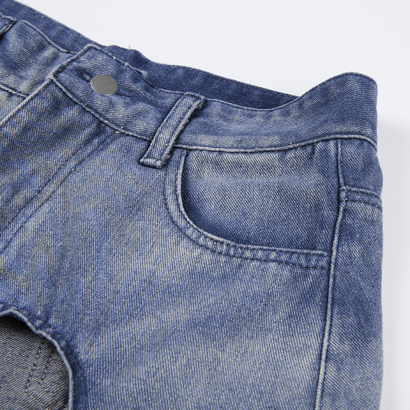 Irregular Slit A-Line Denim Skirt Image 8