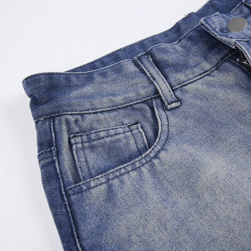 Irregular Slit A-Line Denim Skirt Image 13
