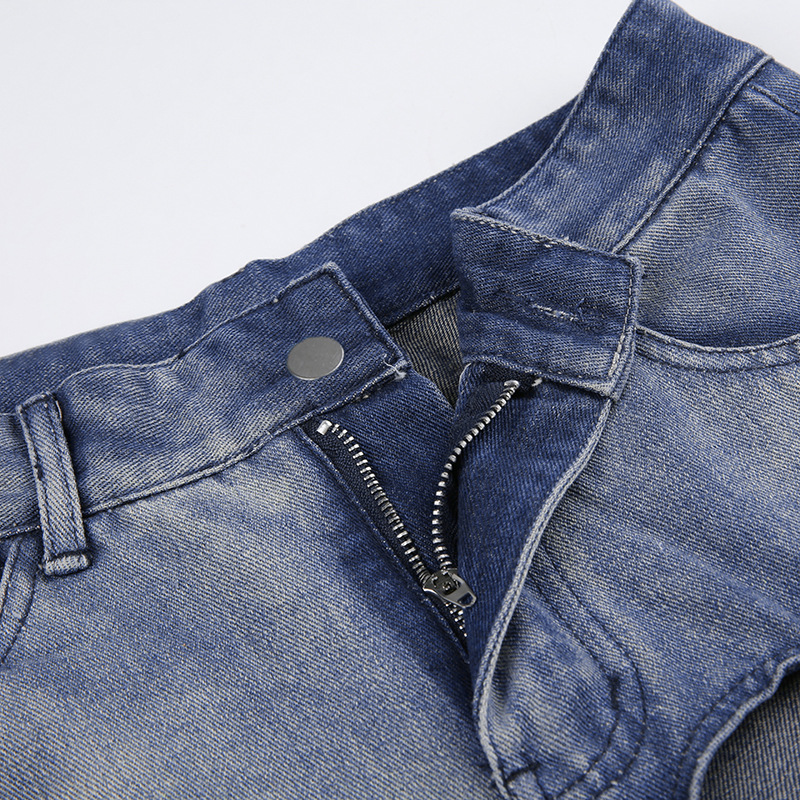 Irregular Slit A-Line Denim Skirt Image 6