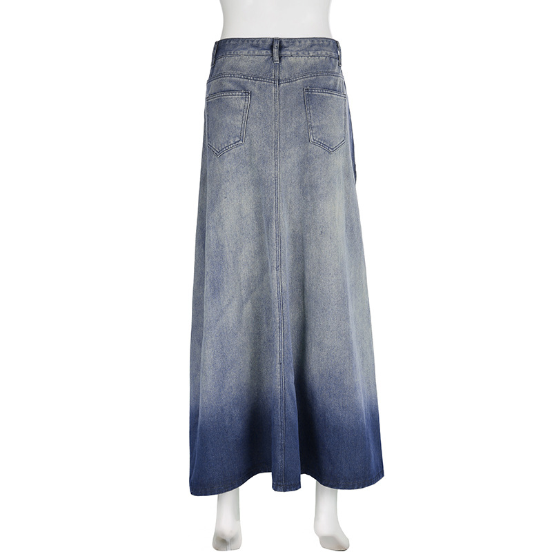 Irregular Slit A-Line Denim Skirt Image 10