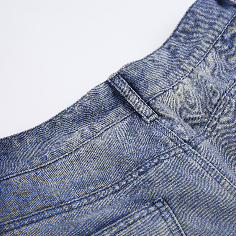 Irregular Slit A-Line Denim Skirt Image 5
