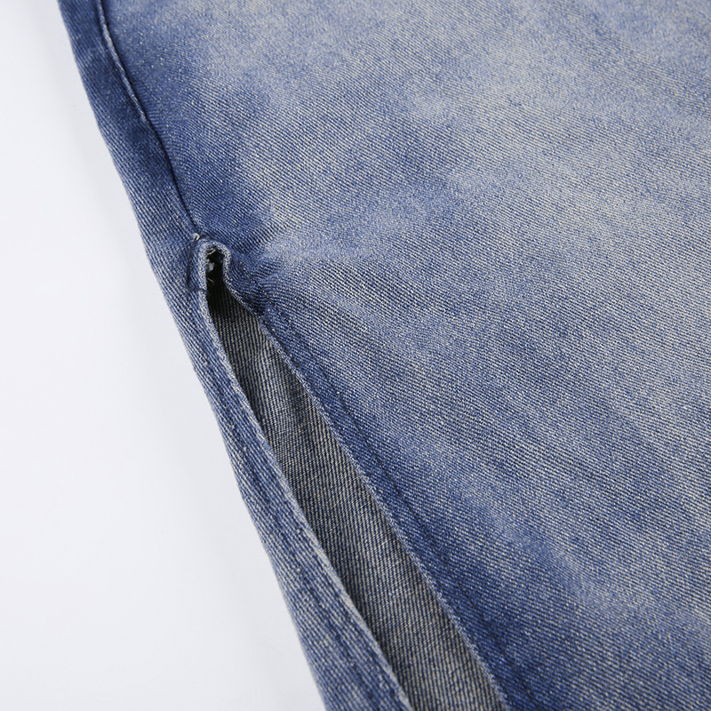 Irregular Slit A-Line Denim Skirt Image 16