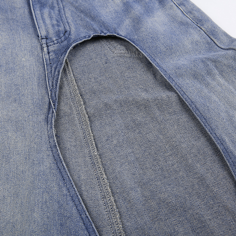 Irregular Slit A-Line Denim Skirt Image 11
