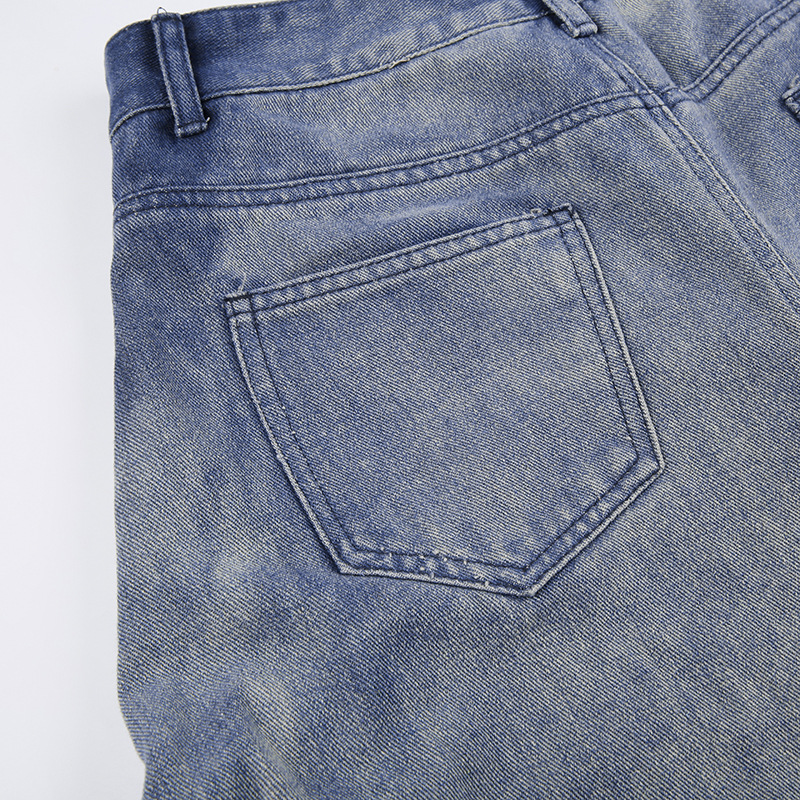 Irregular Slit A-Line Denim Skirt Image 7
