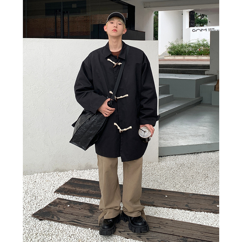 Young Men's Retro Mid-length Trench Coat Image 1