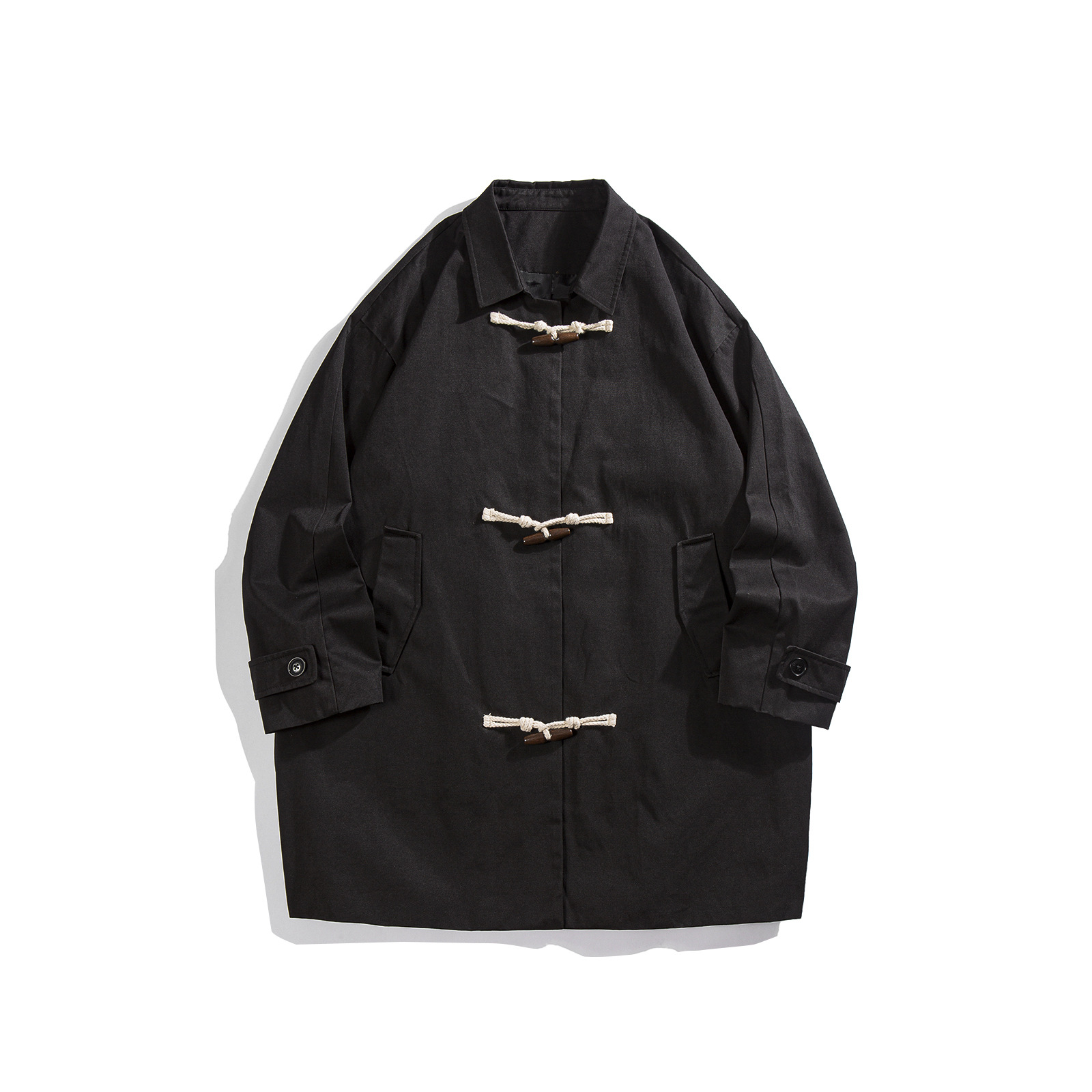 Young Men's Retro Mid-length Trench Coat Image 5
