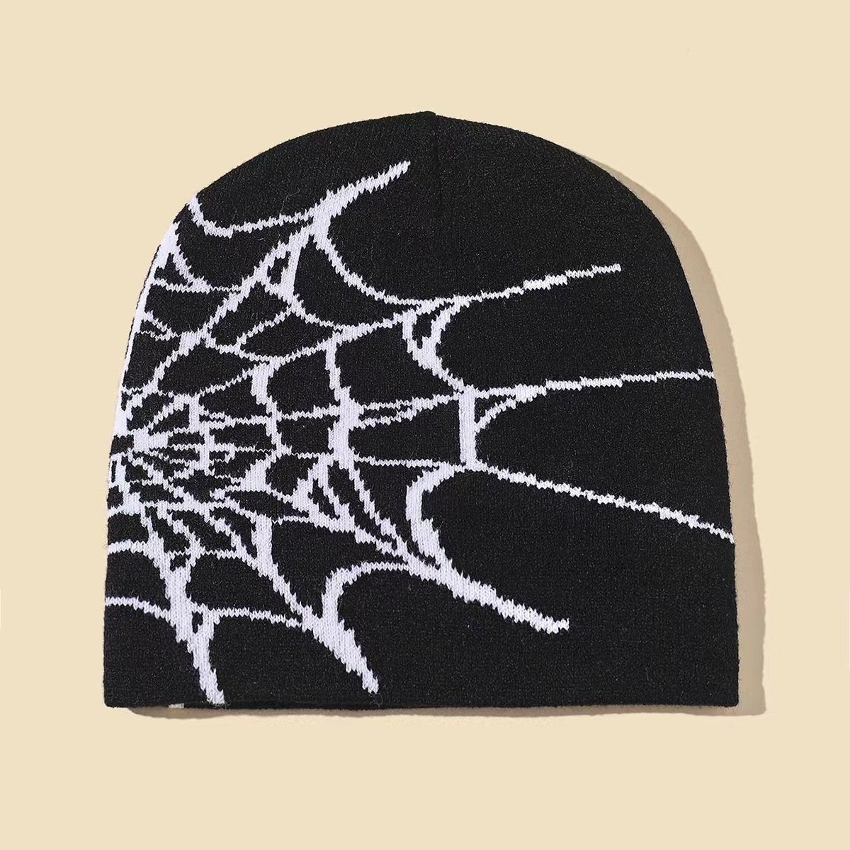 Spider Web Jacquard Knitted Hat - Image 3