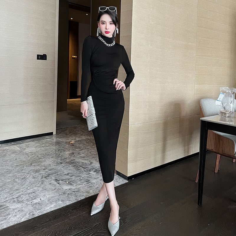 Turtleneck Long Sleeve Base Dress Image 5
