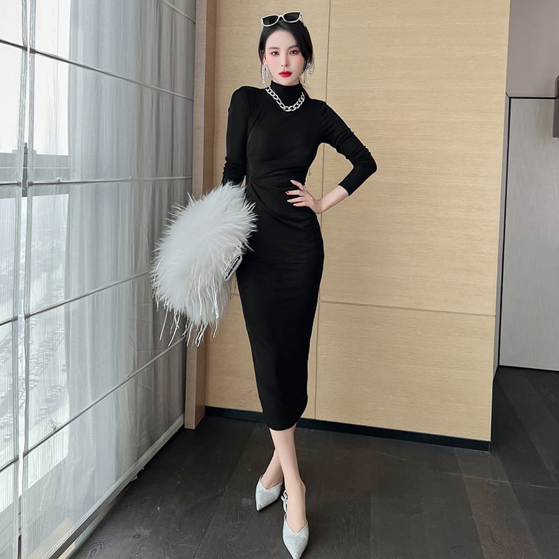 Turtleneck Long Sleeve Base Dress Image 7
