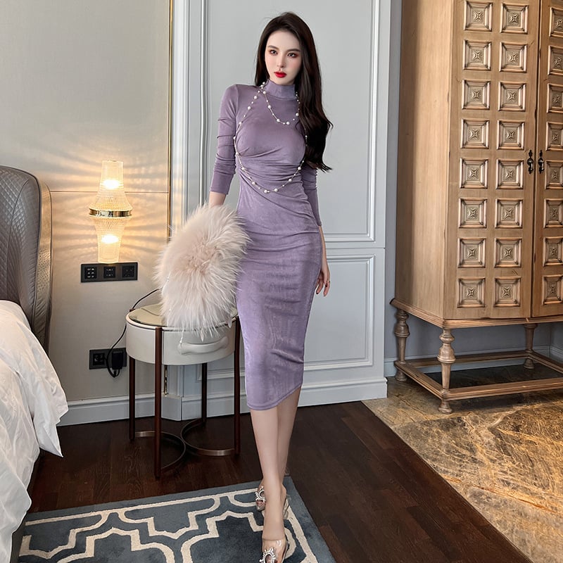 Turtleneck Long Sleeve Base Dress Image 4
