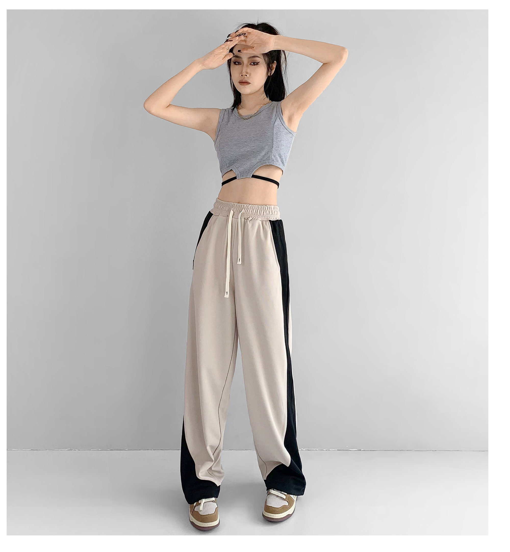 Black with Apricot Sports Pants