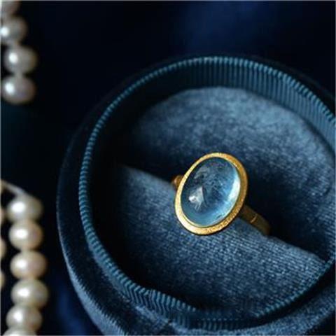 Natural Aquamarine Gold Plated Ring 1