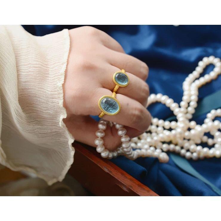 Natural Aquamarine Gold Plated Ring 3