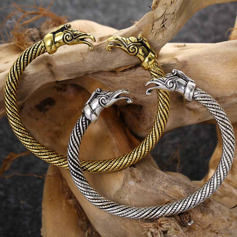Animal Head Vintage Steel Wire Twisted Adjustable Bracelet Image 2