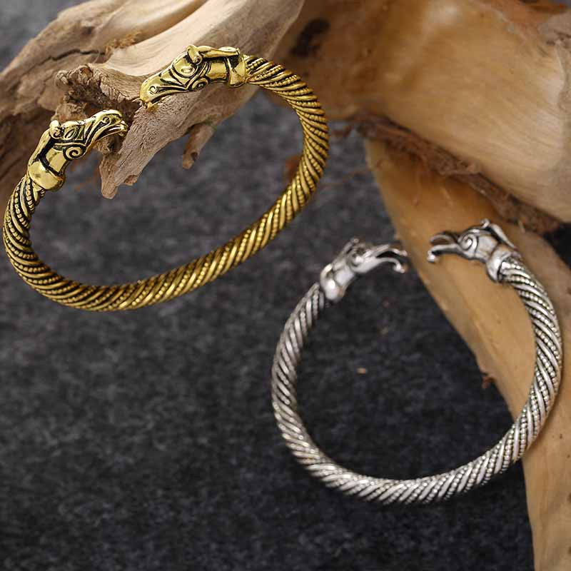 Animal Head Vintage Steel Wire Twisted Adjustable Bracelet Image 1