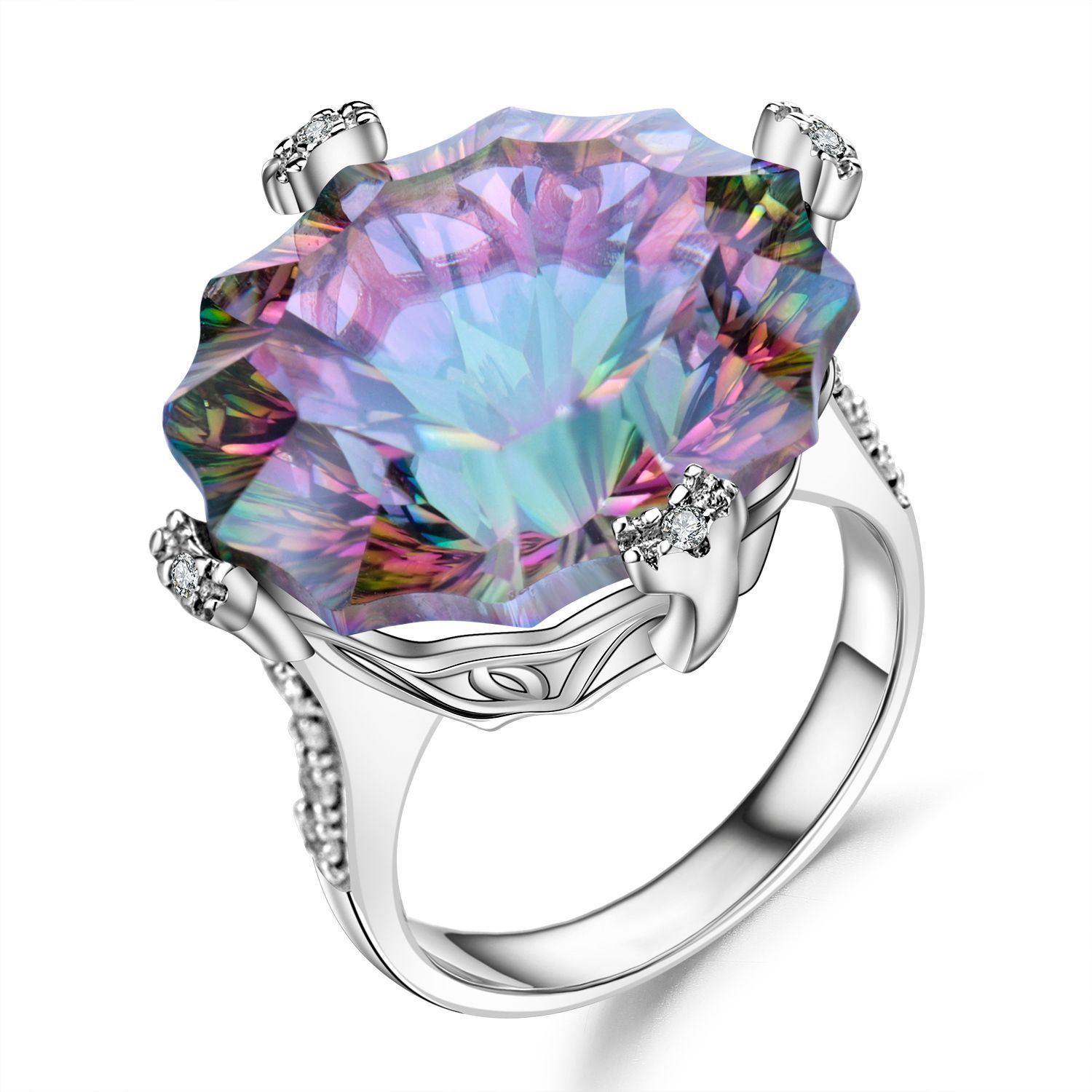 Luxury Special-shaped Colored Gems Ring Image 2