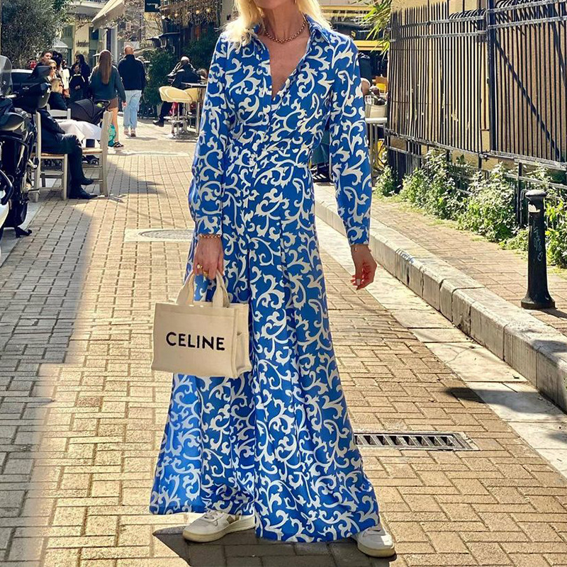 Women's Long-sleeved Lapel Dress Image 3