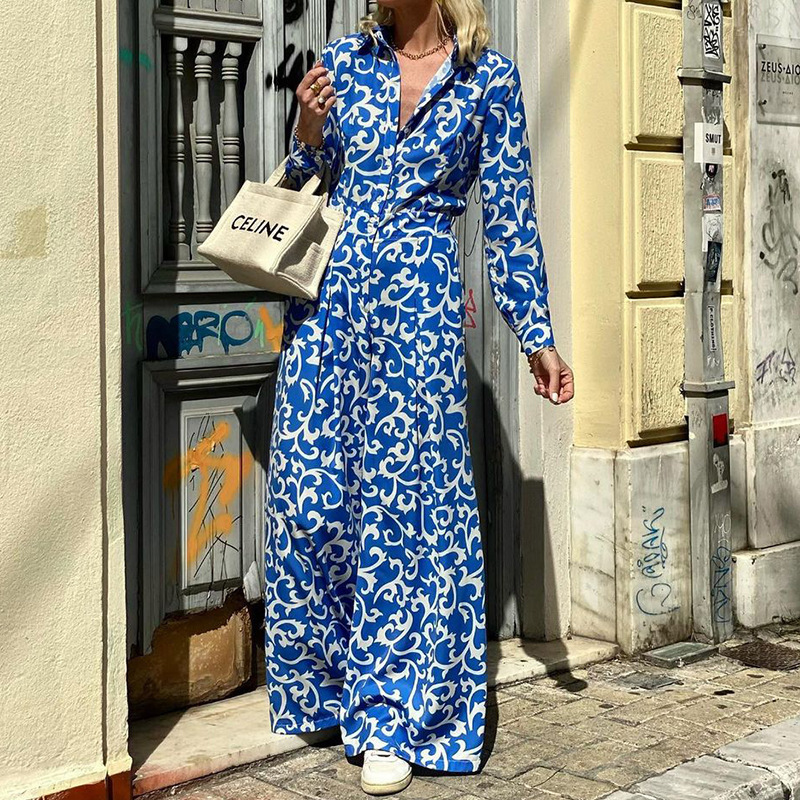 Women's Long-sleeved Lapel Dress Image 6