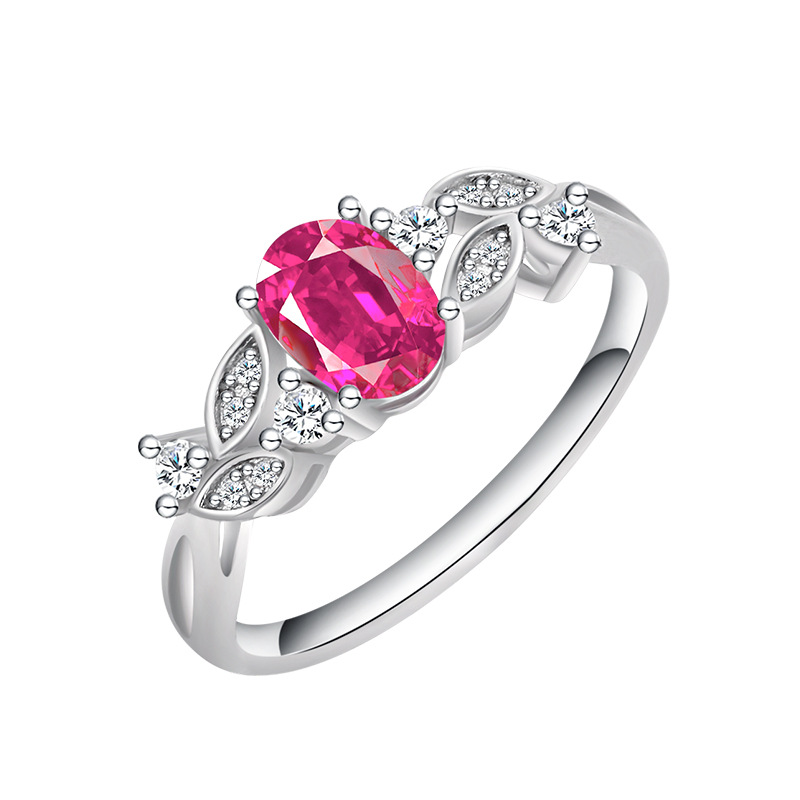 S925 Sterling Silver Pigeons-blood Ruby Ring - Side View