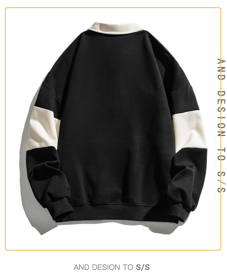 Loose Color Matching Lapel Sweater Image 6