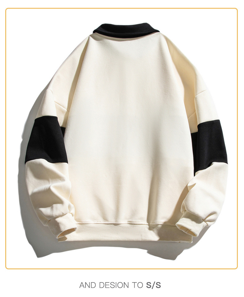 Loose Color Matching Lapel Sweater Image 3