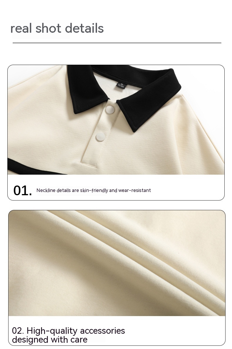 Loose Color Matching Lapel Sweater Image 5