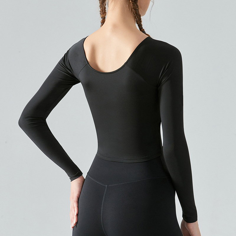 Yoga Clothes Long Sleeve Cross Pleated Workout Clothes